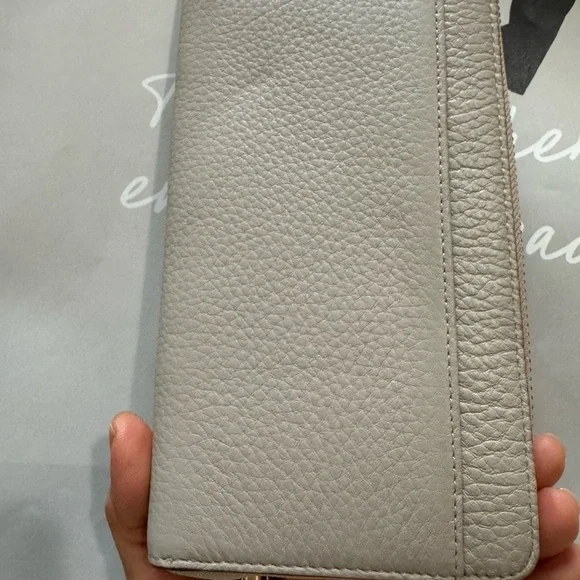 New - Kate Spade zip around wallet in taupe gray - Picture 8 of 9